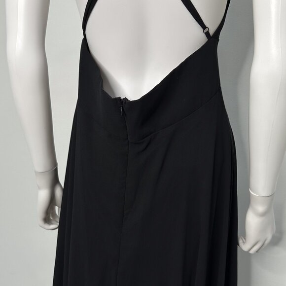 Lulus Dreamy Romance Backless Strappy High Slit Maxi Dress in Black Women's Sz L - Picture 11 of 16